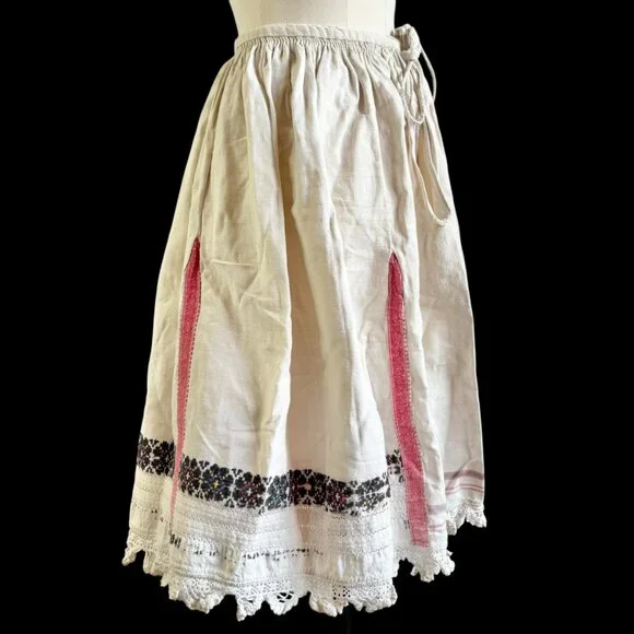 Romanian Homespun Linen Handmade Folk Petticoat - Picture 2 of 16